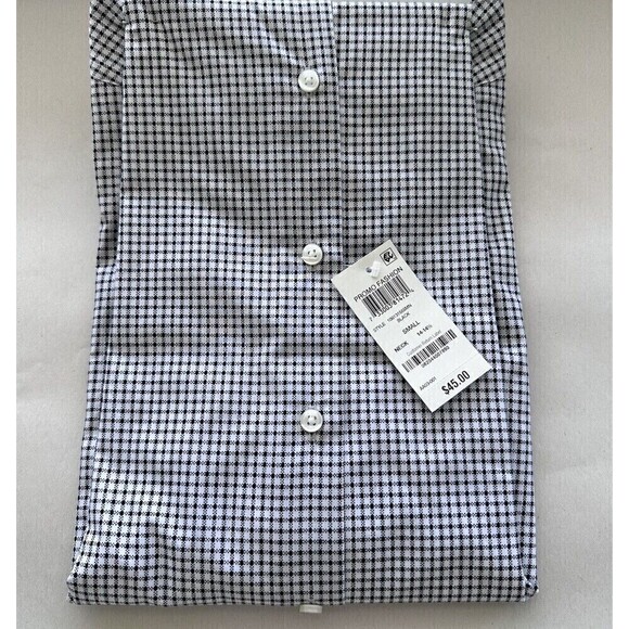 Club Room Mens Essential Check Dress Shirt Regular Fit Black White Size Small - Picture 3 of 5